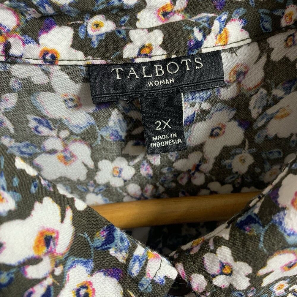 Talbots Cottagecore Dainty Floral Roll-Tab Button-Front Shirt Plus Size 2X - Picture 7 of 14